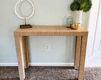 Handmade Custom Grasscloth Console Table, Modern Coastal Furniture, Raffia Table, Entryway table, Home Decor, Sofa Table, Living Room