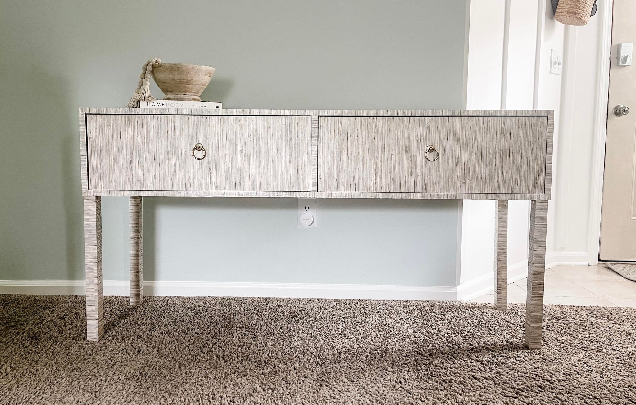 Grasscloth Console Table Entryway Table Modern Coastal - Etsy