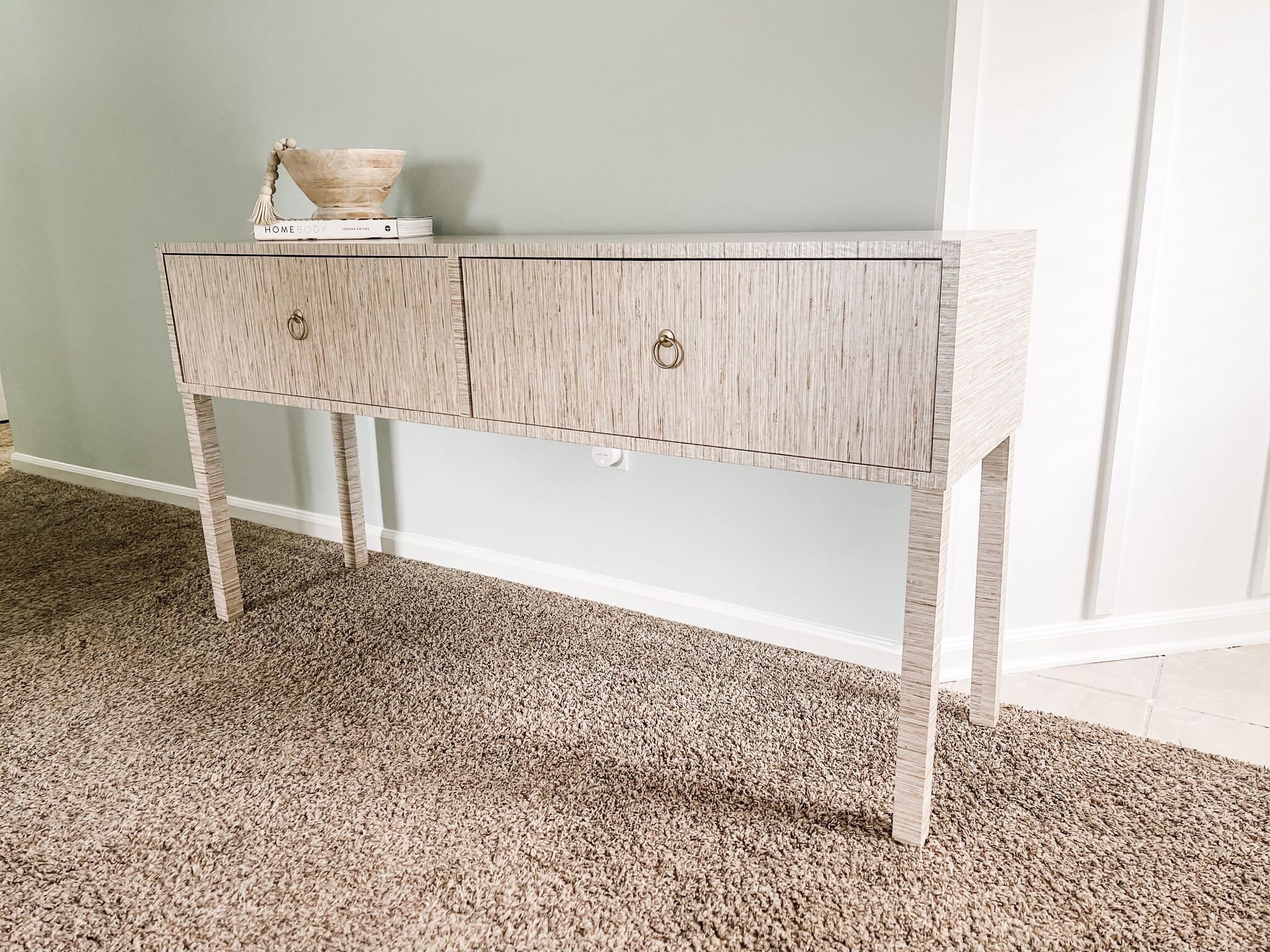Grasscloth Console Table Entryway Table Modern Coastal - Etsy