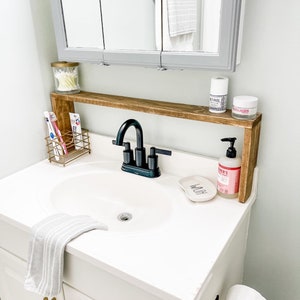Over The Sink Shelf, Over the Stove Spice Rack, Farmhouse, Bathroom Decor, Rustic, Bathroom storage, Wood Shelf, Bathroom Shelf, Plant Shelf