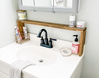 Over the Sink Shelf Over the Stove Spice Rack Farmhouse Bathroom Decor Rustic Bathroom Storage Wood Shelf Bathroom Shelf Plant Shelf Etsy