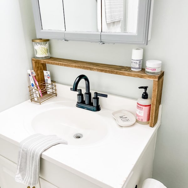 Over The Sink Shelf, Over the Stove Spice Rack, Farmhouse, Bathroom Decor, Rustic, Bathroom storage, Wood Shelf, Bathroom Shelf, Plant Shelf