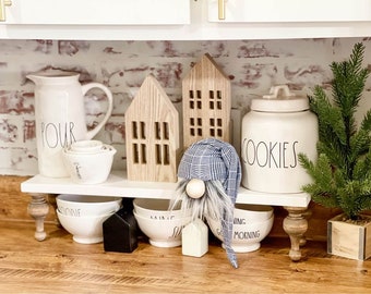 White Wood Farmhouse Riser: Kitchen & Shelf Decor