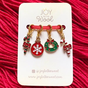 Christmas Bauble Candy Cane Wreath Stitch Markers Knitting Set Crochet Gift Knitting Pendant Holiday Ornament Charms Stocking Fillers