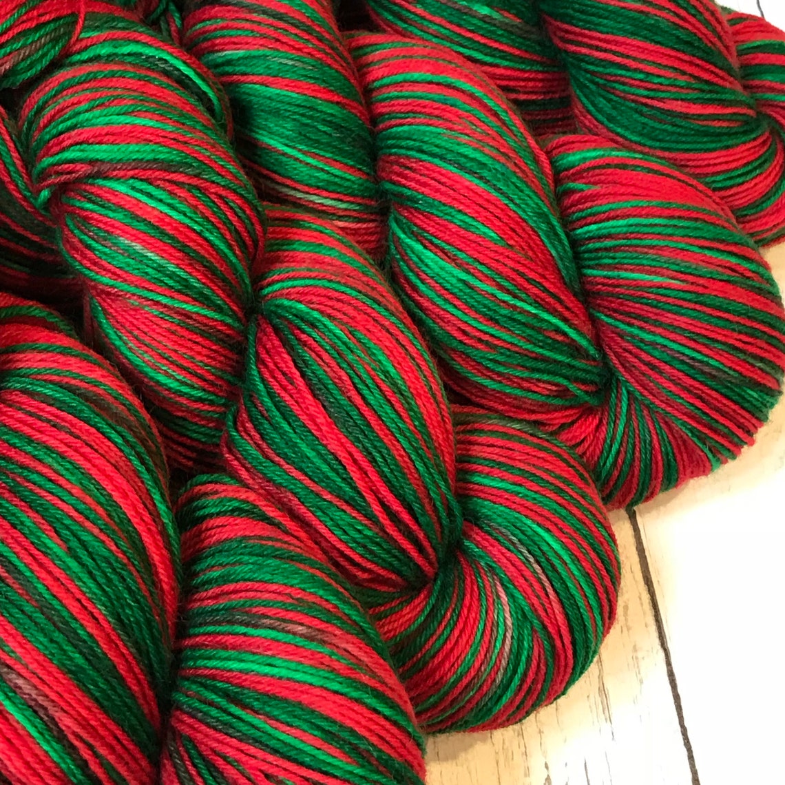 Christmas Sock Yarn Red Green SelfStriping HandDyed Etsy