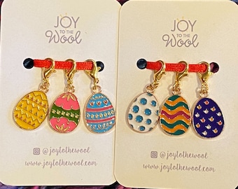 Two Sets of Easter Egg Stitch Markers Gifts for Crocheters Knitting Progress Keepers Enamel Charms  Crochet Gifts for Knitters Journaling