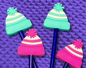 Bobble Hat Knitting Needle Point Protectors Gift for Knitters Yarn Notions Beanie Knitting Needle Tips Woolly Pom Pom Hat Needle Stoppers