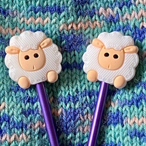 Pair of Sheep Knitting Needle Stoppers, One Size Fits Most, Lamb Point Protectors, Knitting Stocking Filler, Birthday Gift for Knitters