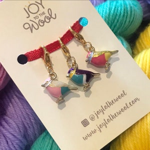Bird Stitch Marker Set Progress Keeper Charms Gift for Knitters Crochet Gift Pendants Gold