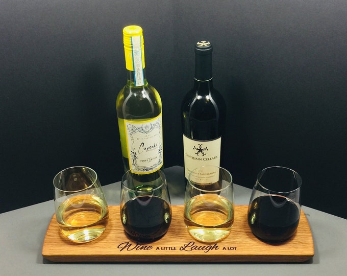 Wine Flight Set Solid Oak wine A Little Laugh A Etsy