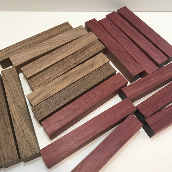 10 Purpleheart and 10 Walnut Wood Pen Blanks - Wood turning stock - Pen Blanks - 3/4" x 3/4" x 5"