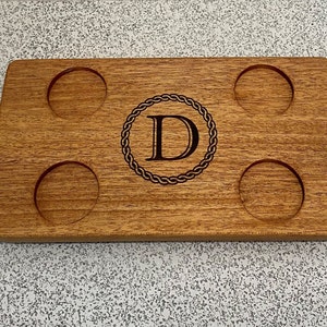 Monogrammed 4 Glencairn Glass Serving Tray Set SQ - Mahogany - Whisky ...