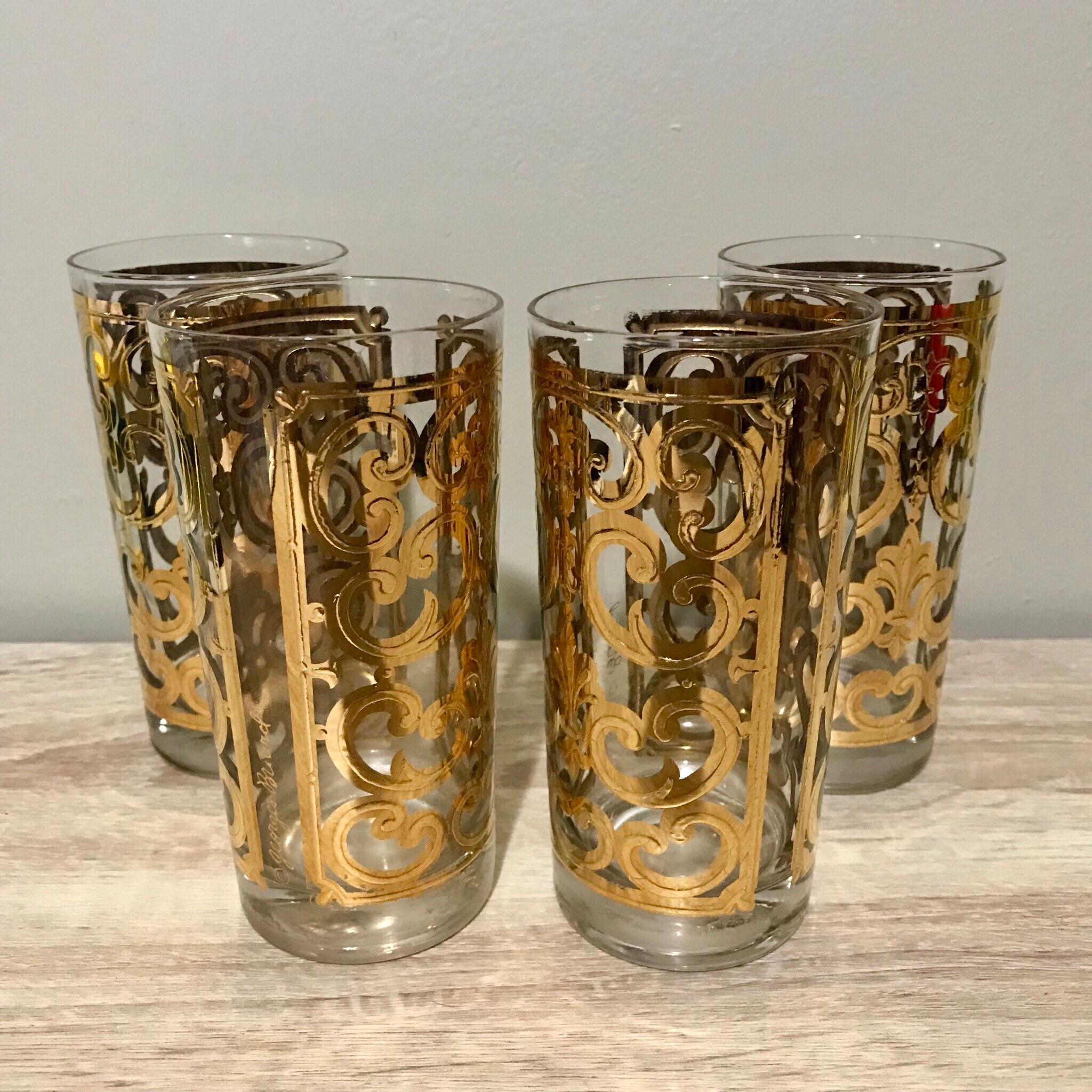 Signed Briard Spanish 22k Gold Drinking Glasses Etsy