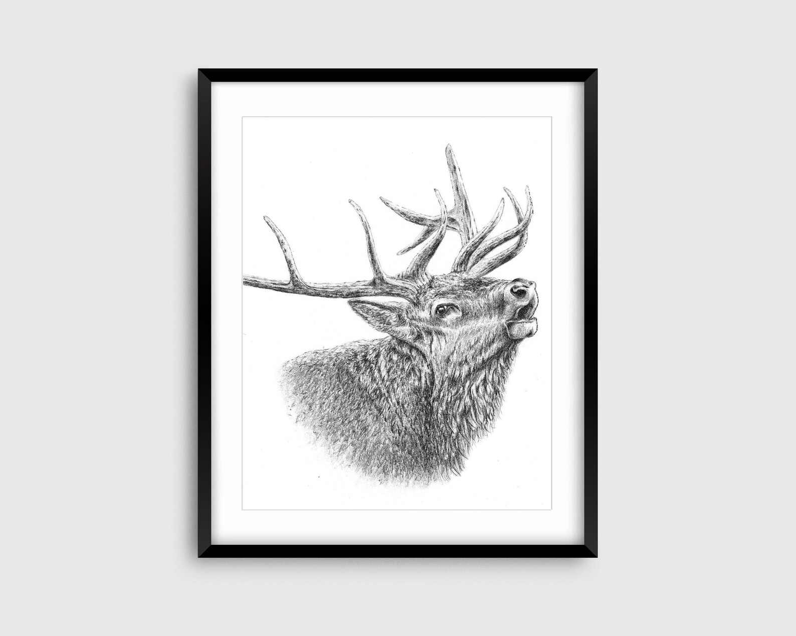 Elk Art Print Farmhouse Wall Art Black and White Wall Art | Etsy