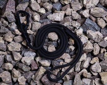 Hundeleine aus Kletterseil mit Karabiner / Klassische schwarze Hundeleine aus Bergseil mit schwarzem Karabiner - FREE SHIPING