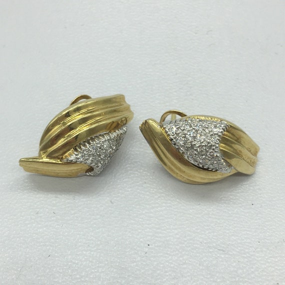 Gold 18ct  Diamond Earrings Art Deco Vintage - image 4