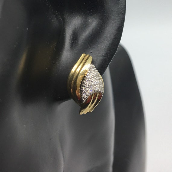 Gold 18ct  Diamond Earrings Art Deco Vintage - image 6