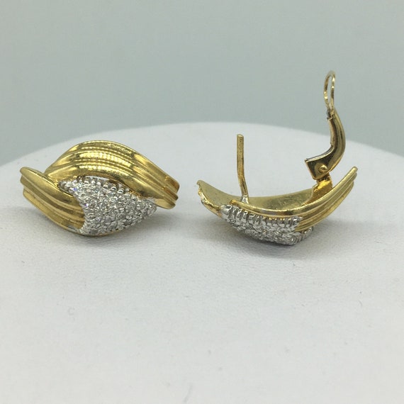 Gold 18ct  Diamond Earrings Art Deco Vintage - image 3