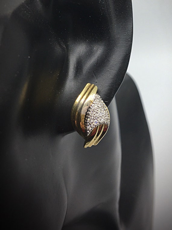 Gold 18ct  Diamond Earrings Art Deco Vintage - image 9