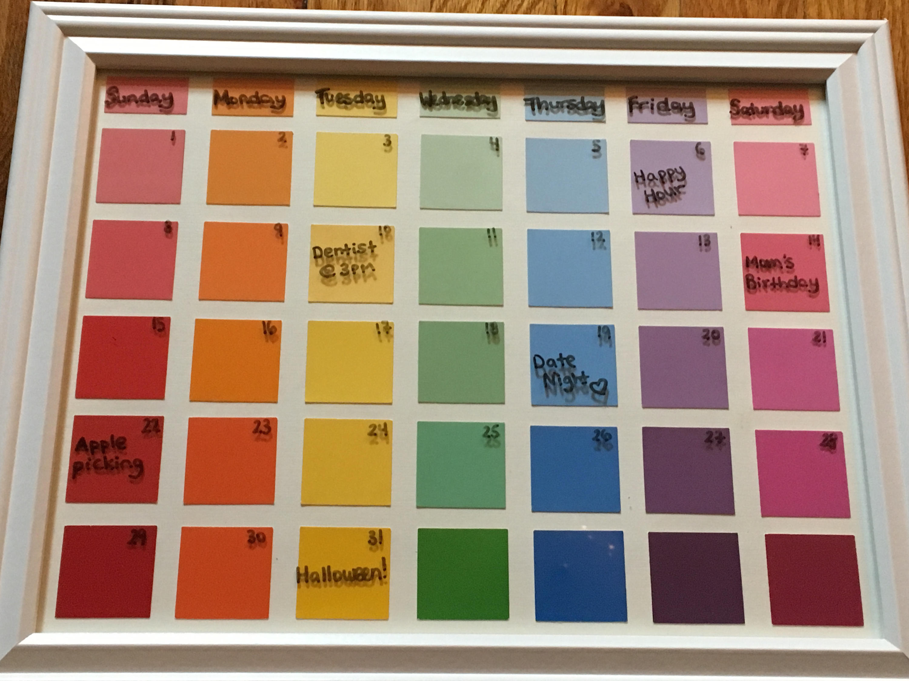 Rainbow Dry Erase Wall Calendar Etsy
