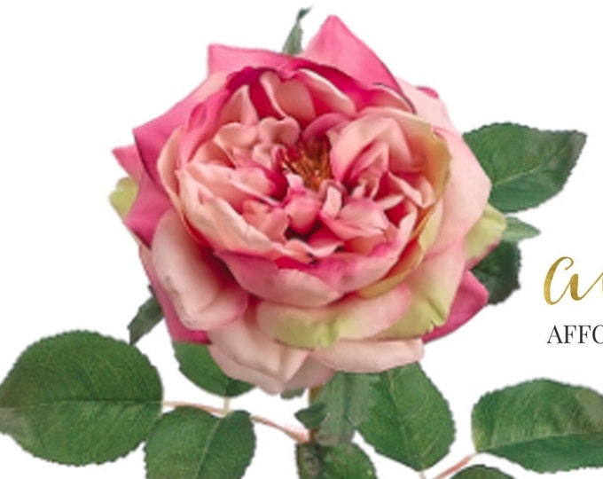 Englsih Roses Fake 20 Faux Dusty Rose English Rose Spray, Mauve Long Stem Rose, Artificial ...