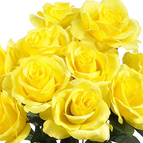 12 Open Yellow Roses Artificial Flowers 4 Rose Head Etsy