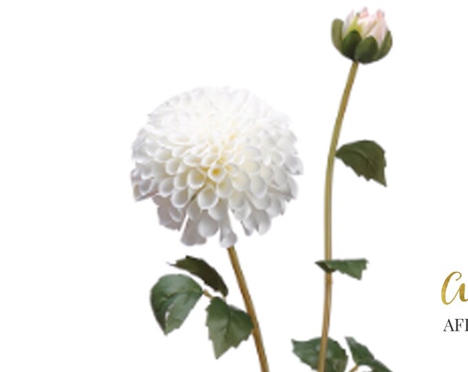 31 Faux White Dahlia Spray, Artificial Fake Dahlia Long Stems, Silk ...
