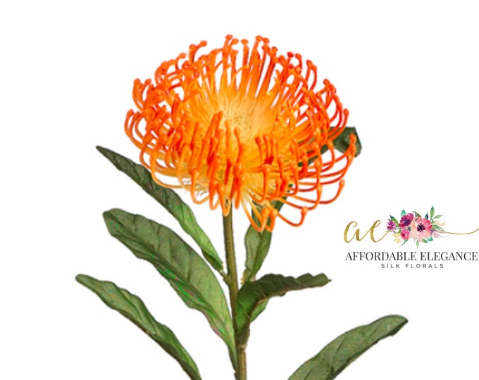 Artificial Protea Flower, Orange Open Pincushion Needle Protea