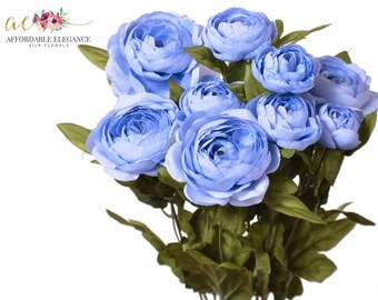 Periwinkle Blue Faux Ranunculus Bush Artificial Silk Flowers Etsy 日本