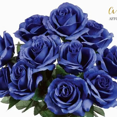 12 Open Navy Blue Roses Artificial Flowers 4 Rose Etsy