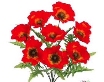 4 Head Red Poppy Spray Artificial Flowers Silk Remembrance Armitage 4 Head Red Poppy Spray Artificial Flowers Silk Remembrance Armitage