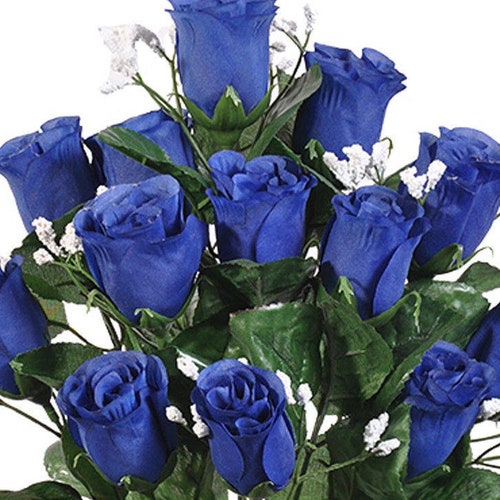 14 Gray Roses Buds Long Stems Bush Bouquet Artificial Etsy