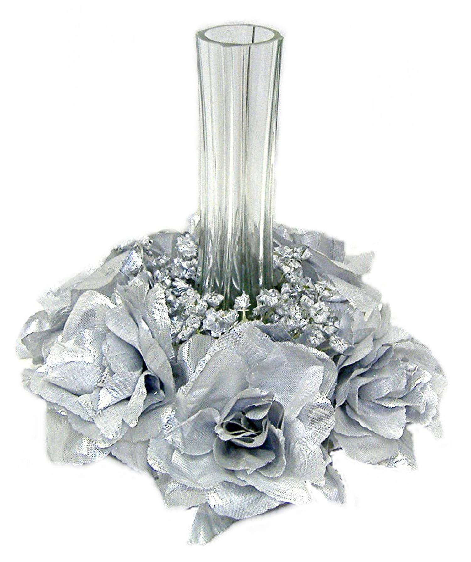 Silver Silk Flower Candle Ring Wedding Centerpiece Party Etsy