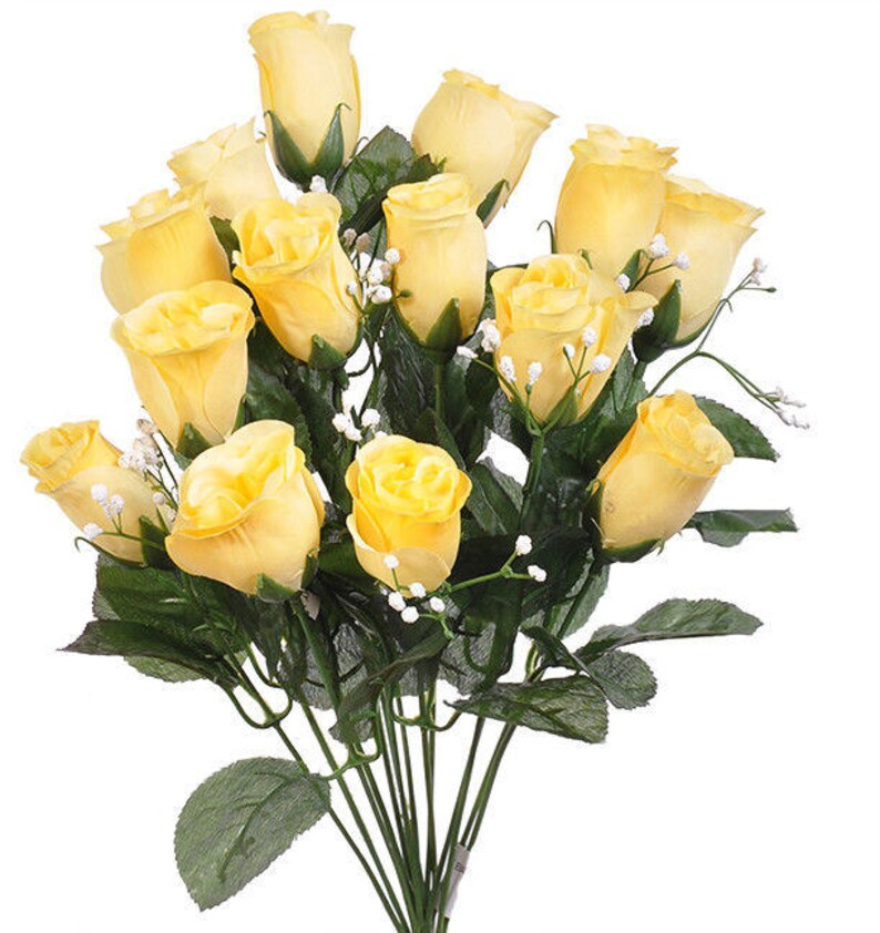 14 Light Yellow Rose Buds Long Stem Rose Bouquet Rose Bush Etsy