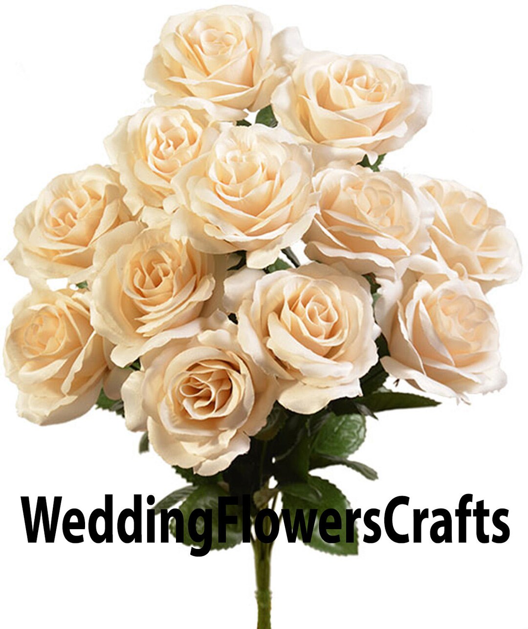 12 Open Ivory Roses, Antiqued Artificial Flowers, 4" Rose Head, Wedding ...