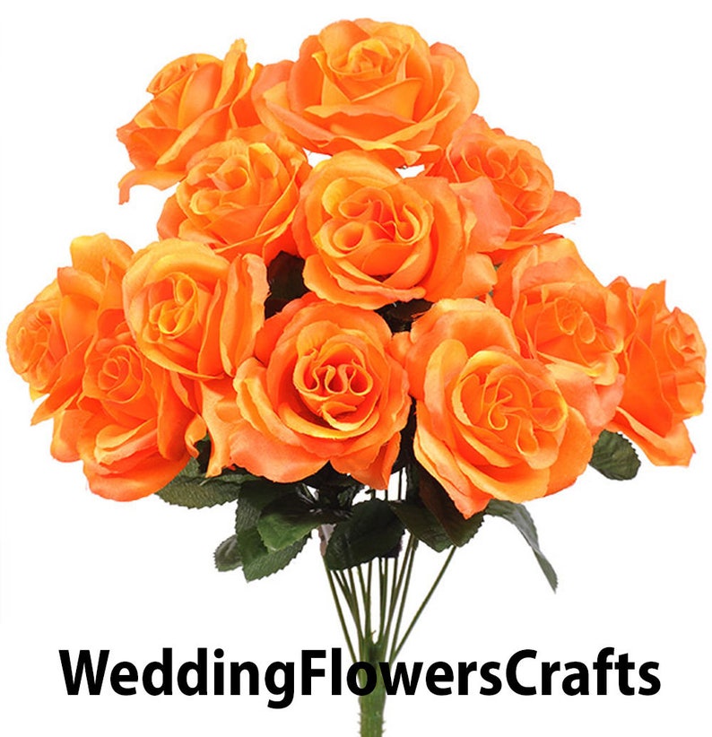Artificial Orange Roses x 12 4 Open Rose Heads Etsy