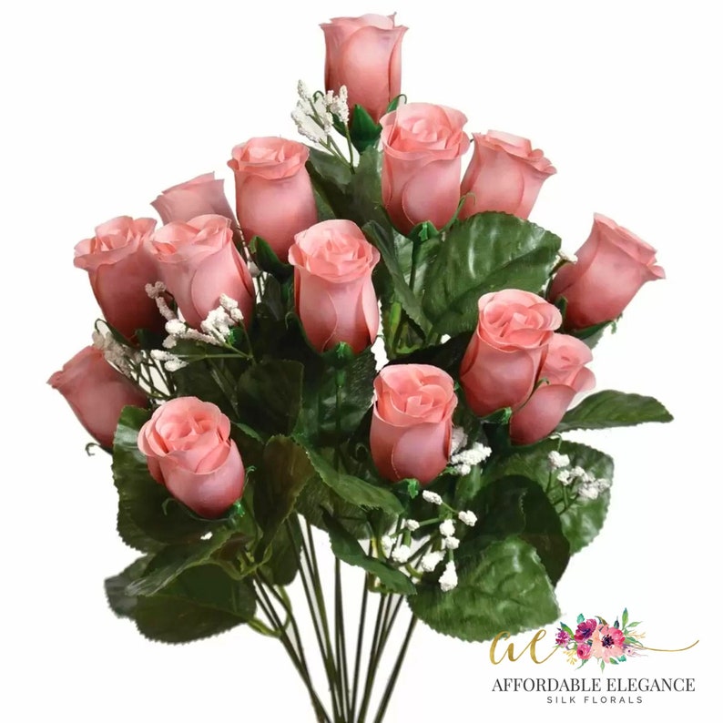 14 Artificial Mauve Rose Buds Long Stem Mauve Roses Mauve Etsy