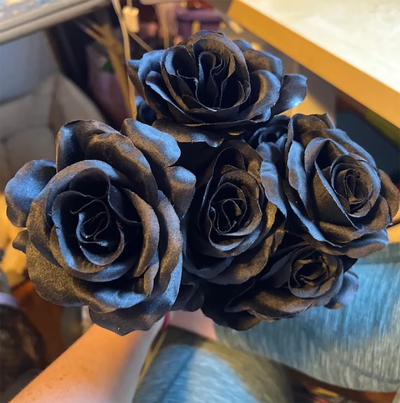 12 Black Roses Open Roses Bouquet Rose Bush Artificial Roses