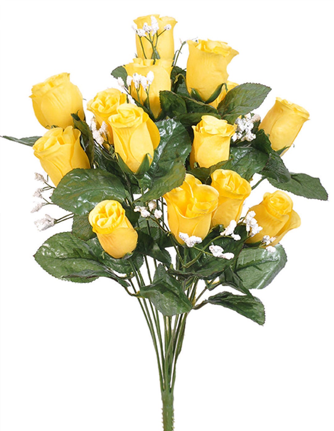 14 Dark Yellow Rose Buds, Long Stem Rose Bouquet, Rose Bush, Artificial