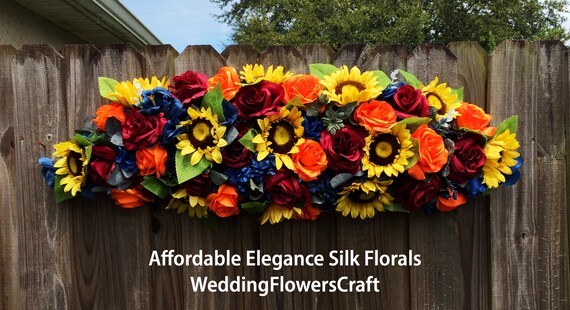 3ft Sunflowers Roses Wedding Arch Swag Navy Blue Burgundy Etsy