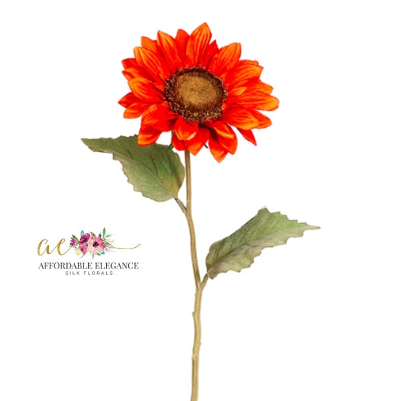 Artificial Long Stem Orange Sunflowers 24 Long Etsy