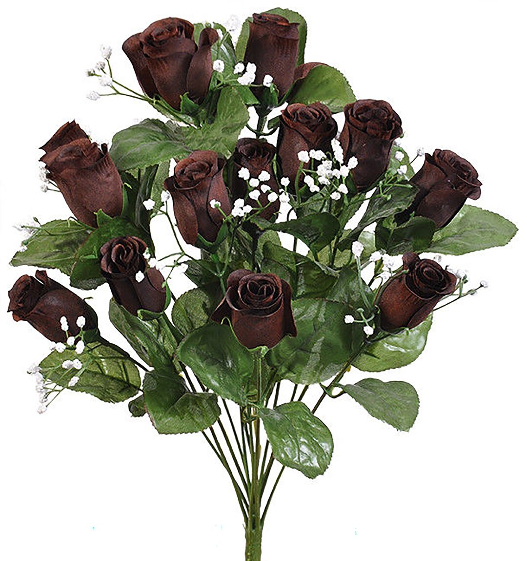 14 Dark Brown Rose Buds Chocolate Long Stems Bush Bouquet Etsy