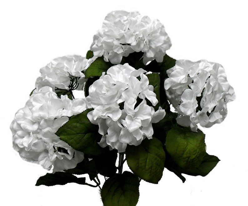 Silk Wedding Flowers White Silk Flowers 7 x Hydrangea Blooms Fake Flowers Hydrangea Bouquet Faux Hydrangea Artificial Hydrangea Bush