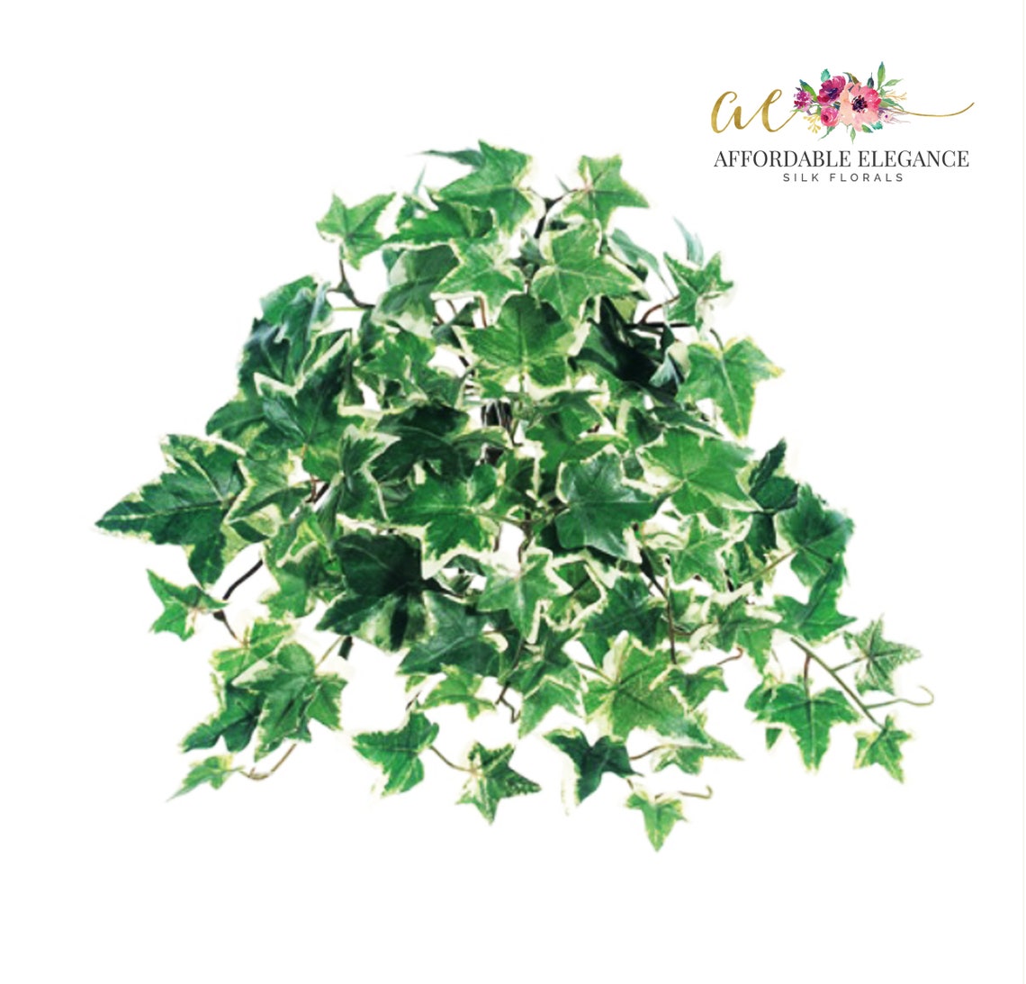 12 Mini Artificial Ivy Bush Variegated Green & White Etsy