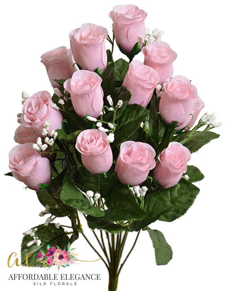 14 Artificial Dusty Pink Rose Buds Long Stem Pink Roses Etsy