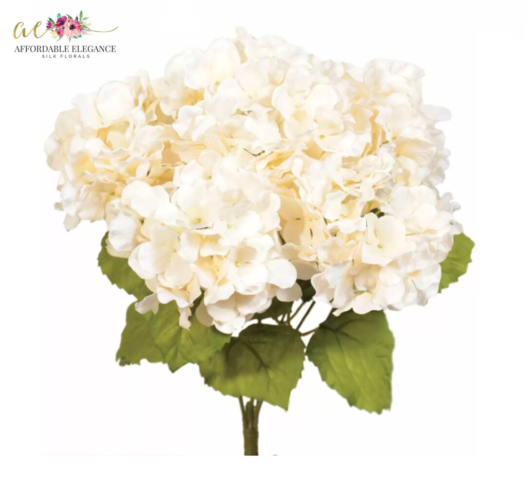 Cream Faux Hydrangea Bush Offwhite Silk Flowers Artificial Etsy