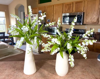 12" Faux Lily of the Valley Bush, White, Artificial Stems, Fake Silk Wedding Flowers, Mary's Tears, May Bells,Convallaria majalis,Bell Shape