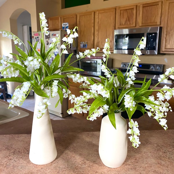 12" Faux Lily of the Valley Bush, White, Artificial Stems, Fake Silk Wedding Flowers, Mary's Tears, May Bells,Convallaria majalis,Bell Shape