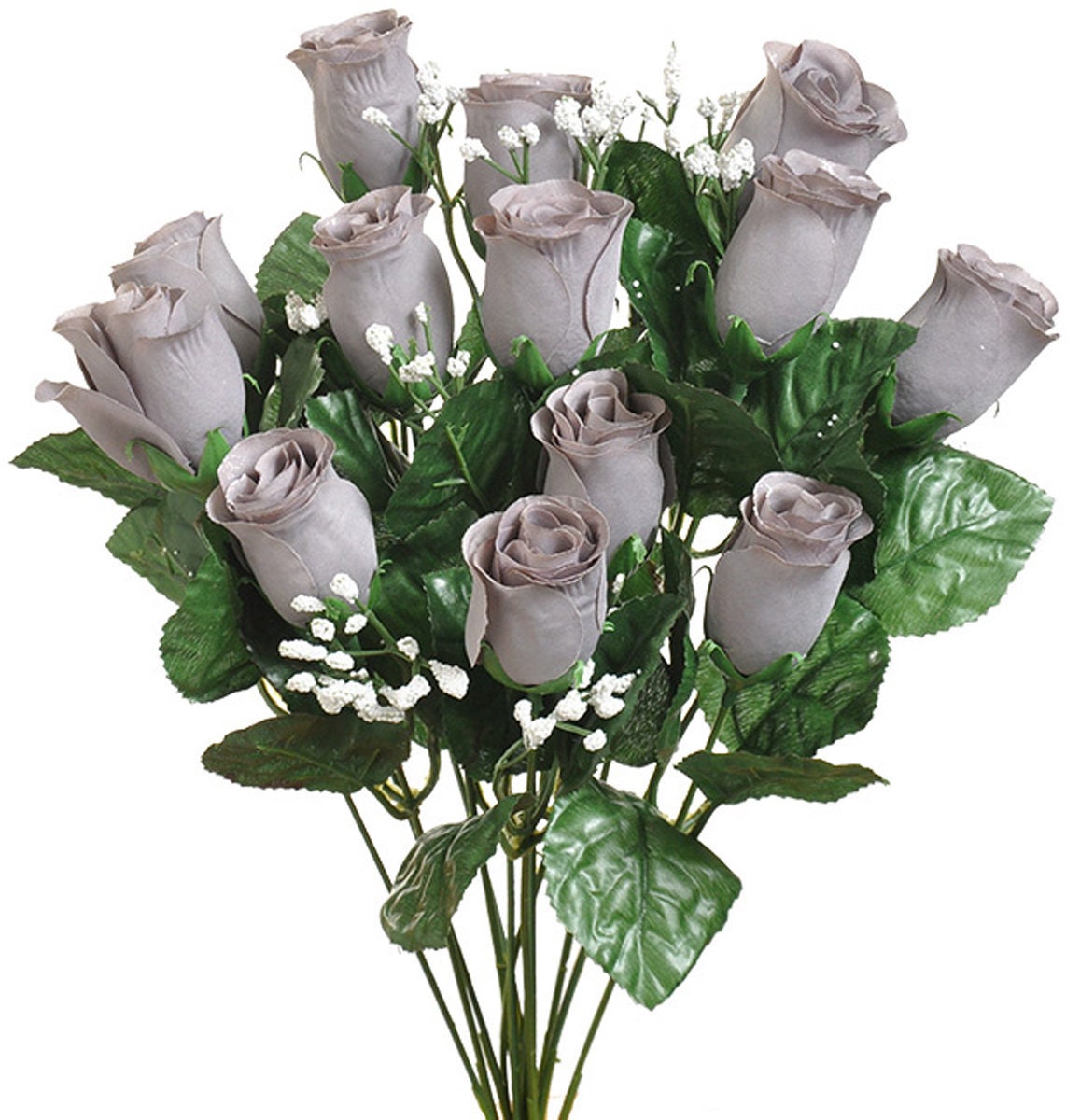 14 Gray Roses Buds Long Stems Bush Bouquet Artificial - Etsy