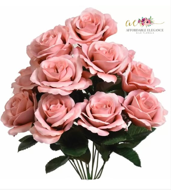 Bouquet De Roses Artificielles En Soie – 7 Roses (Orange/Jaune) + 2 Feuilles Vertes, Décoration Pour Vase, Mariage, Maison